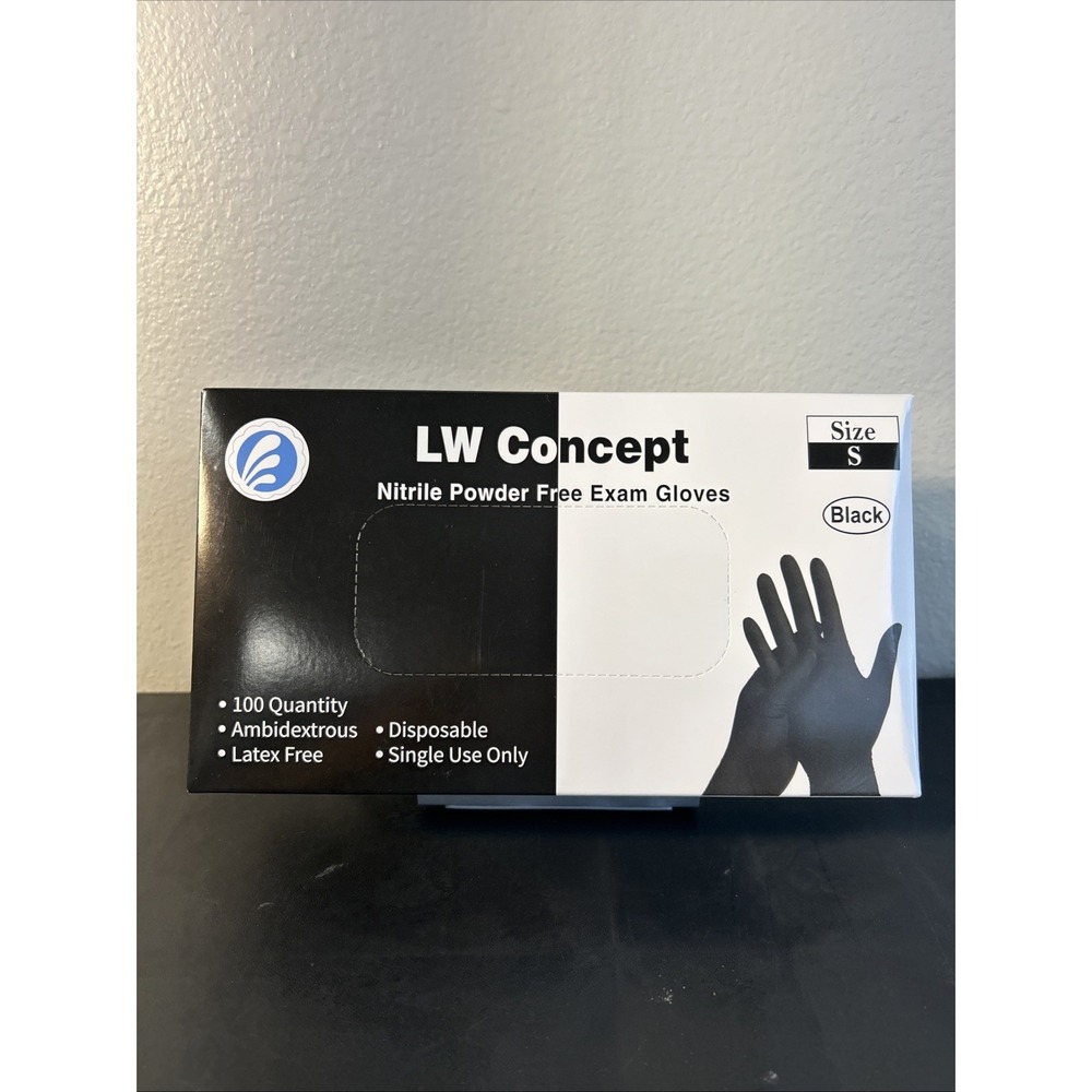 L W Concept Nitrile Exam Gloves Size Small       Box of 100